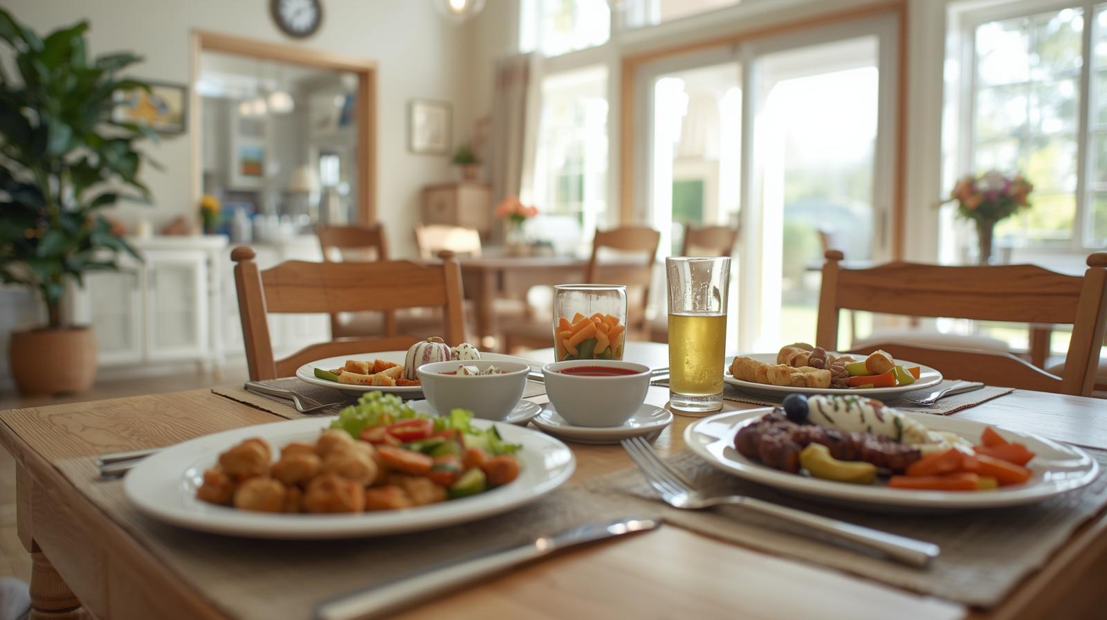 make an image of a caregiving home providing this Nutritious Home Cooked Meals Snacks____with a good resolution