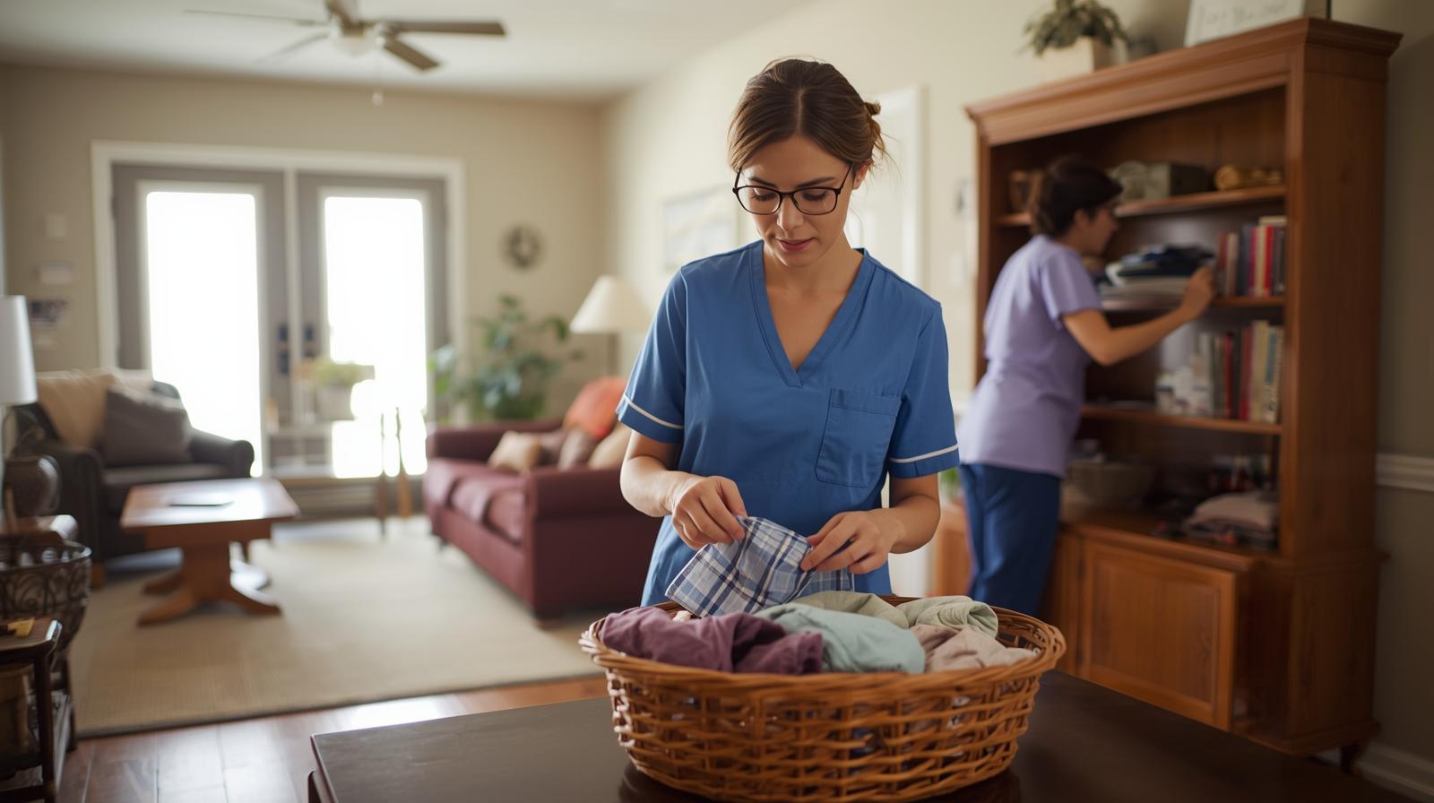 make an image of a caregiving home providing this serviceHousekeeping Laundry Services